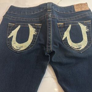 True Religion Blue Jeans with Signature Horseshoe Design